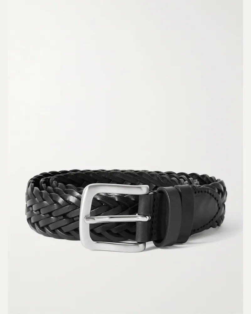 MR P. 3cm Woven Leather Belt Black