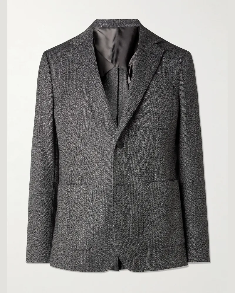 MR P. Herringbone Virgin Wool Suit Jacket Gray