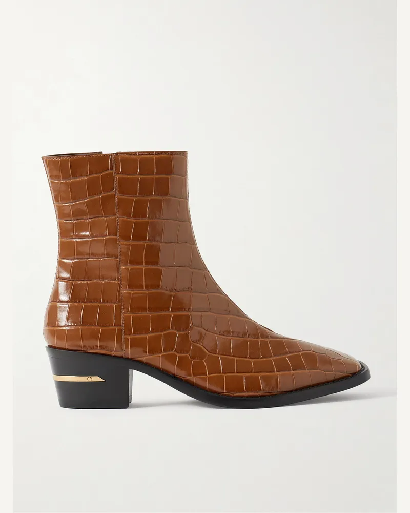 Amiri Chelsea Boots aus Leder mit Krokodileffekt Braun
