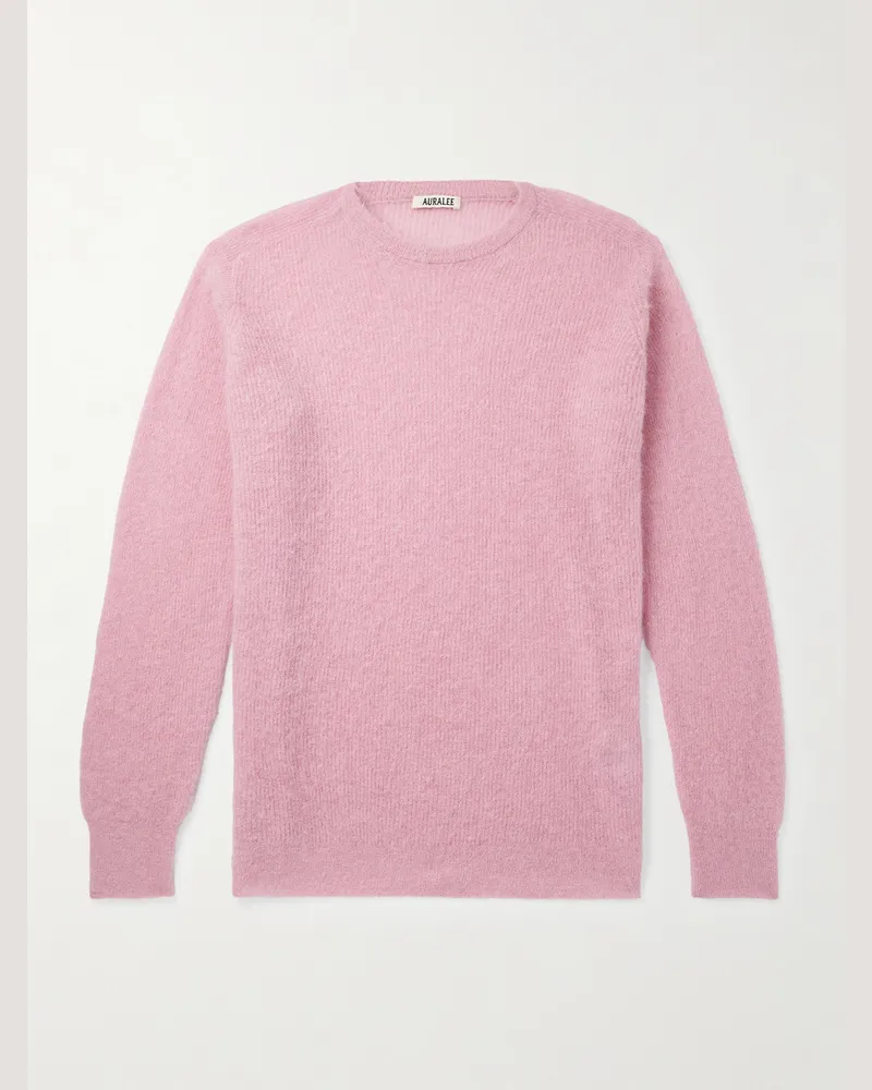 AURALEE Oversized-Pullover aus einer gerippten Alpakawollmischung Pink