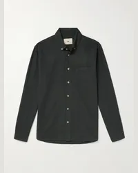 Folk Hemd aus Baumwollflanell mit Button-Down-Kragen Grau