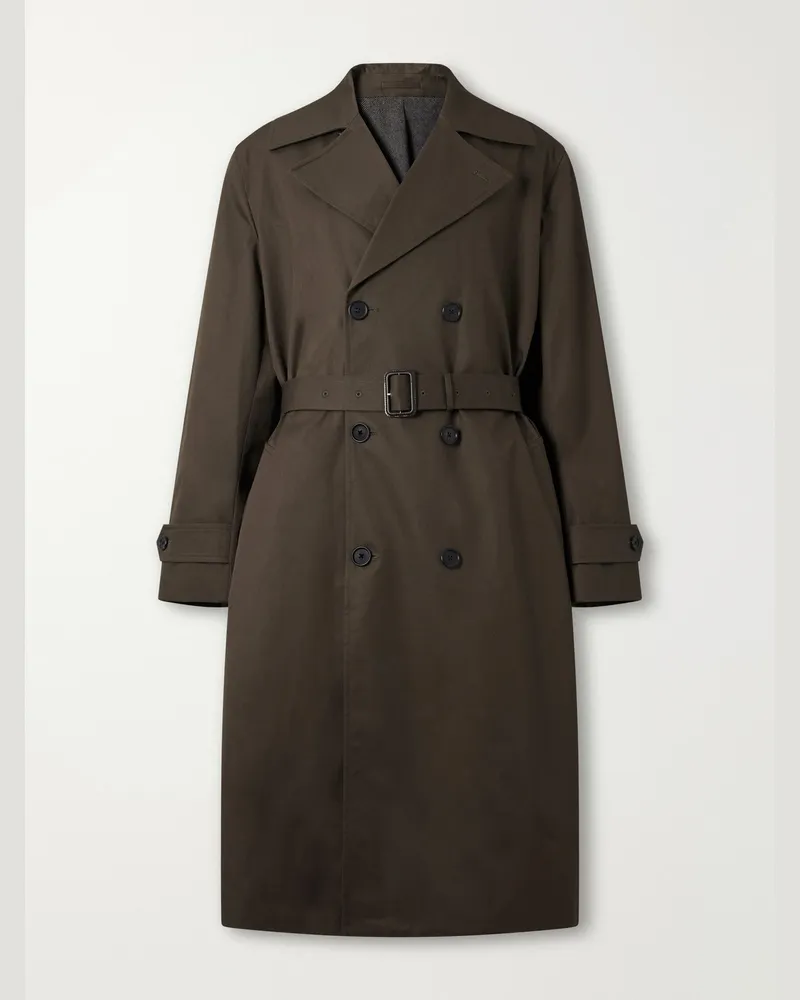 Margaret Howell Belted Cotton-Gabardine Trench Coat Green