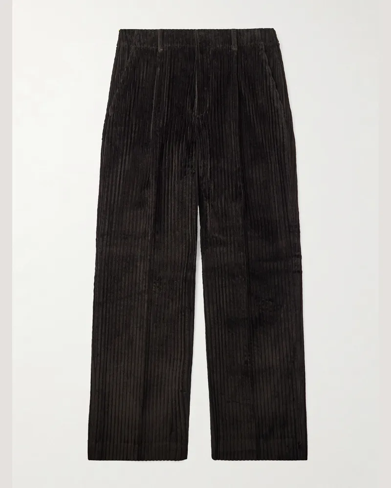 Our Legacy Borrowed Chino weit geschnittene Hose aus Woll-Cord mit Falten Braun