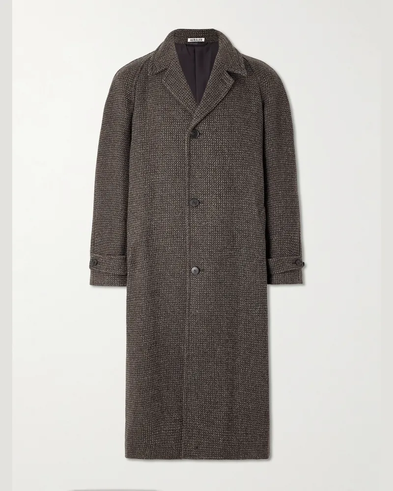 AURALEE Mantel aus Tweed aus einer Mischung aus Wolle, Alpakawolle und Seide Braun