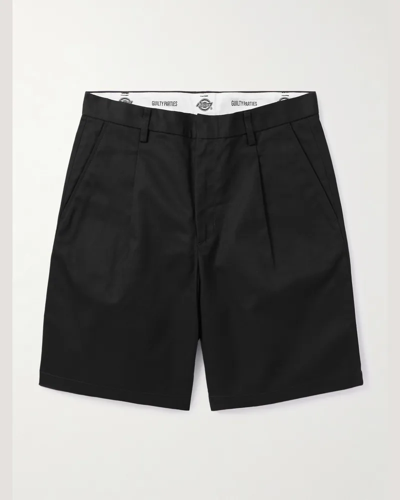 Wacko Maria Dickies® gerade geschnittene Shorts aus Baumwoll-Twill mit Falten Schwarz