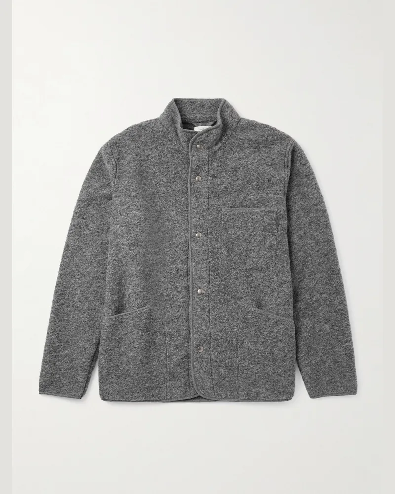 Hartford Jock Wool-Blend Bouclé Bomber Jacket Gray