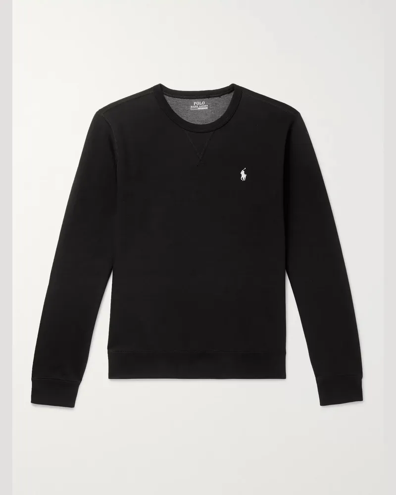 Ralph Lauren Logo-Embroidered Jersey Sweatshirt Black