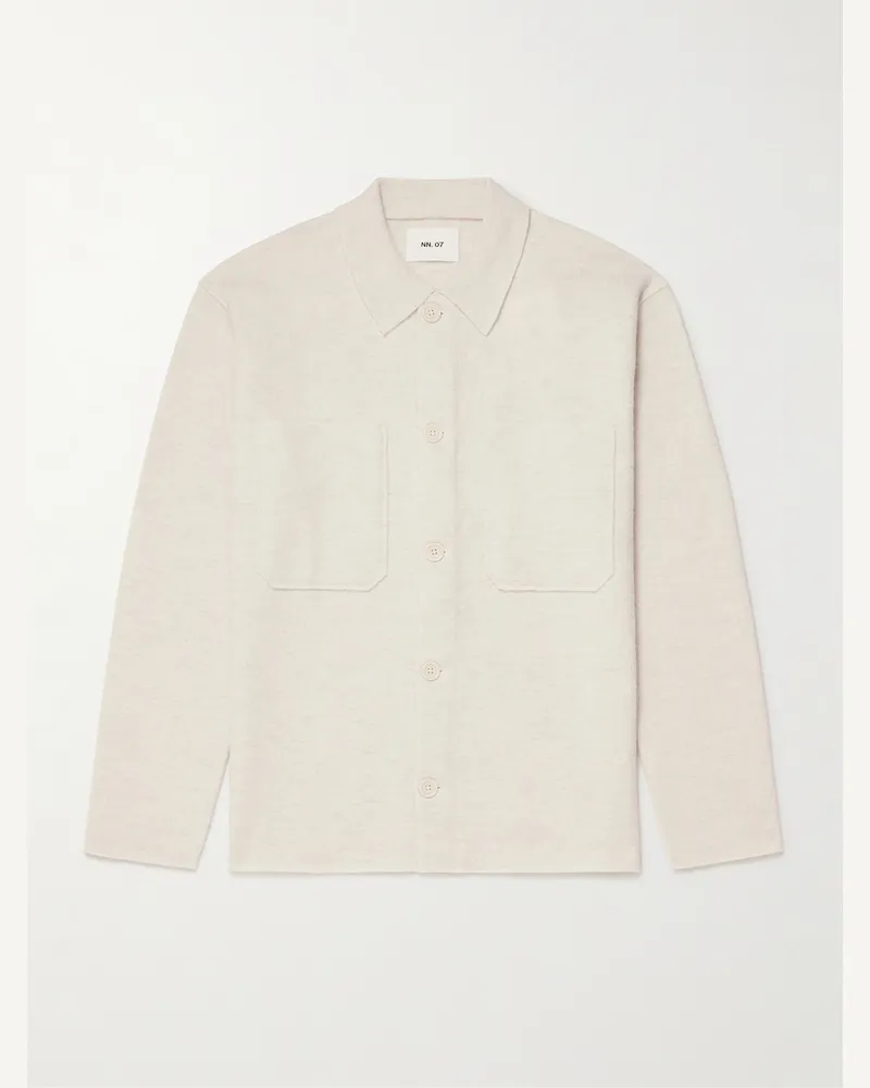 NN 07 Jonas 6398 Hemdjacke aus gebürsteter Merinowolle Neutral
