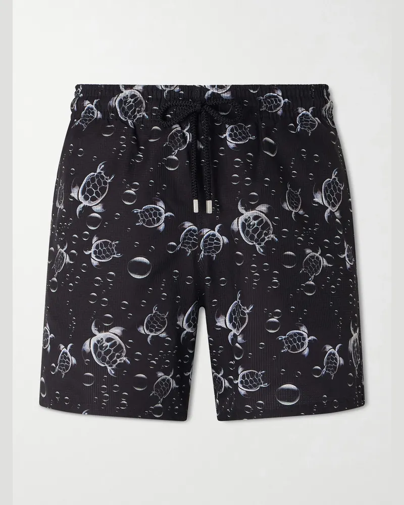 Vilebrequin Mahina Straight-Leg Mid-Length Printed Swim Shorts Black