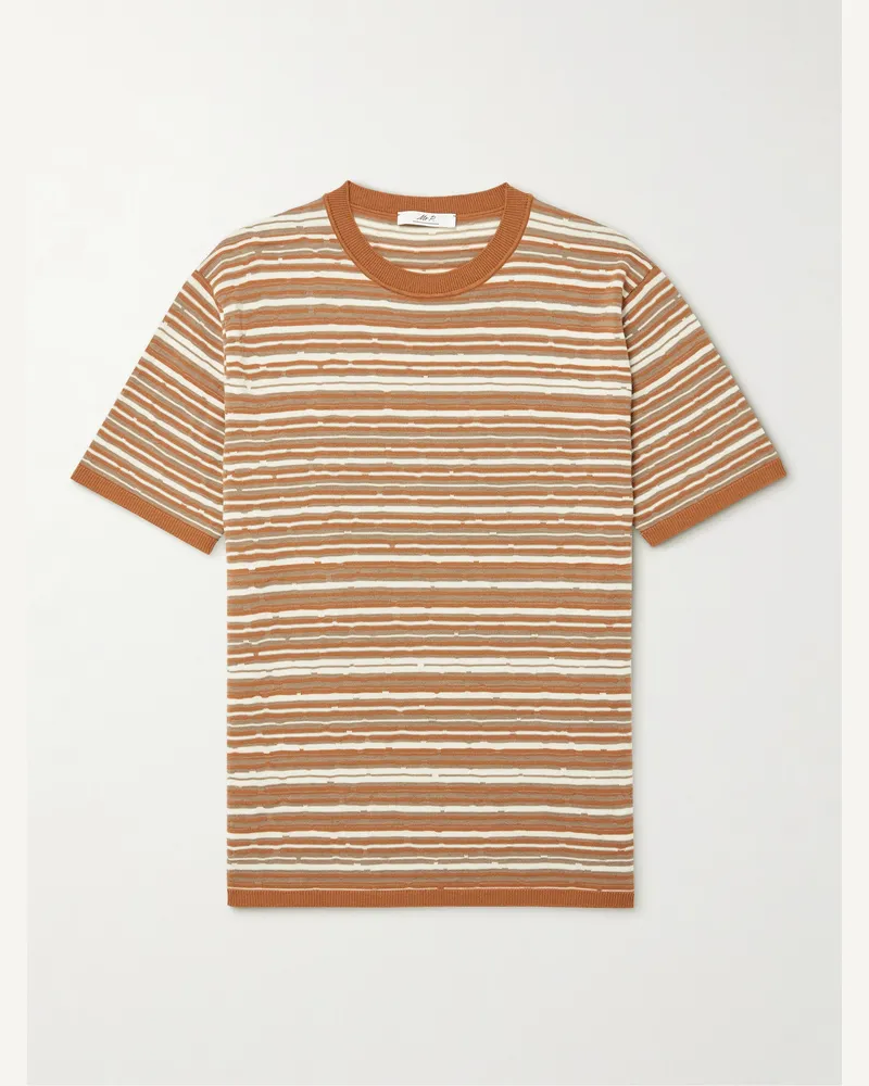 MR P. Gestreiftes T-Shirt aus Merinowolle Orange
