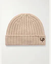 Loro Piana Beanie aus Kaschmir in Rippstrick mit Logostickerei Neutral