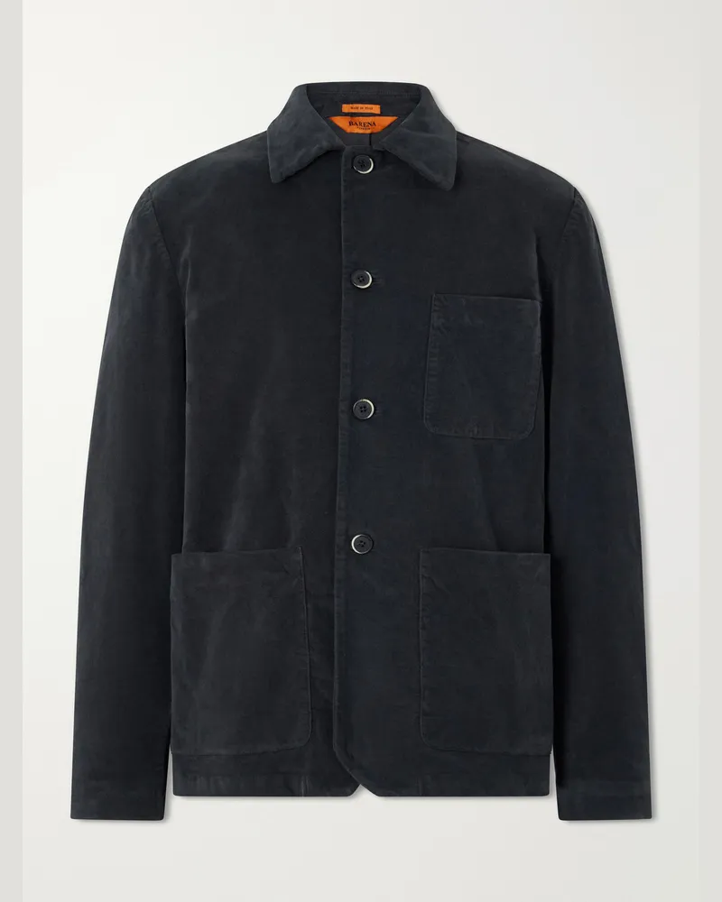 BARENA Stretch-Cotton Moleskin Overshirt Blue