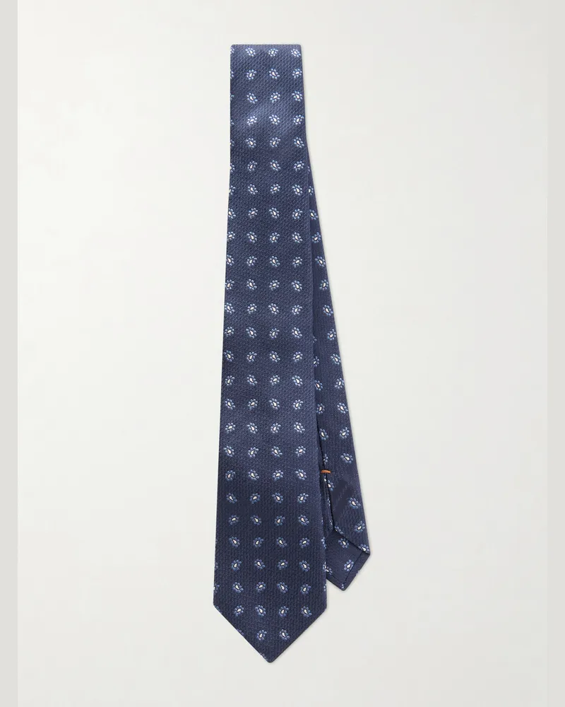 Ermenegildo Zegna 8cm Paisley Silk-Jacquard Tie Blue
