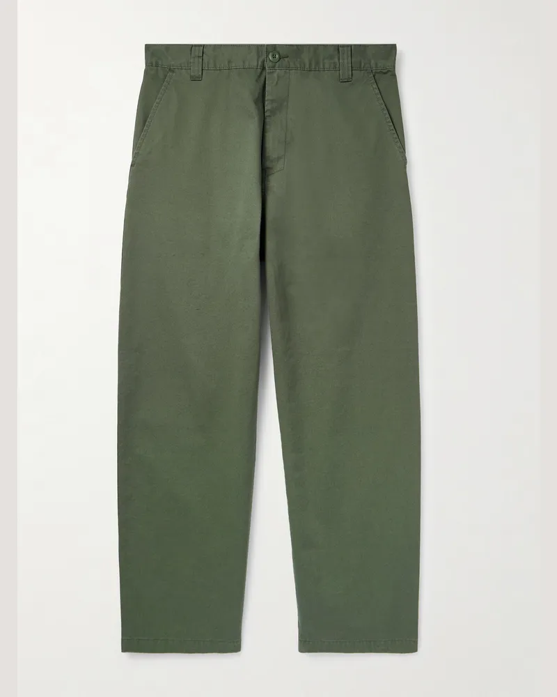 Carhartt WIP Brady weit geschnittene Hose aus Baumwoll-Twill mit Logoapplikation Grün