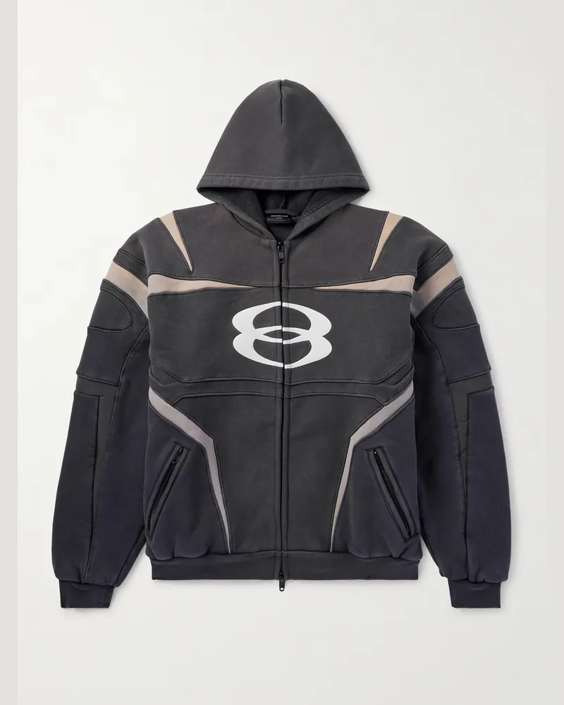 Balenciaga Kapuzenjacke aus einer Baumwollmischung mit Logostickerei Schwarz