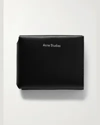 Acne Studios Dreifach gefaltetes Portemonnaie aus Leder Schwarz