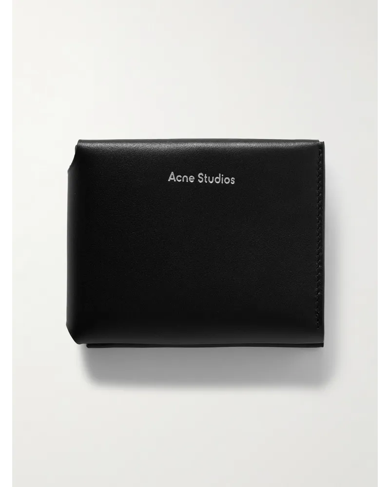 Acne Studios Dreifach gefaltetes Portemonnaie aus Leder Schwarz