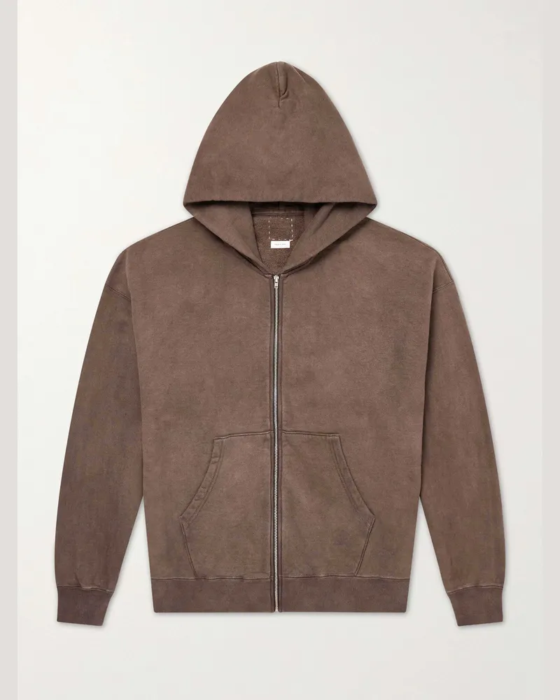 Visvim Jumbo Cotton-Jersey Zip-Up Hoodie Brown