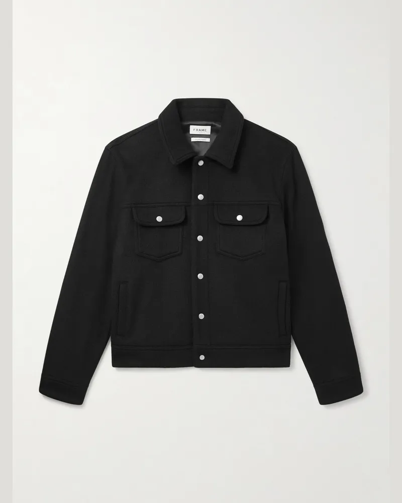 Frame Denim Jacke aus einer Wollmischung Schwarz