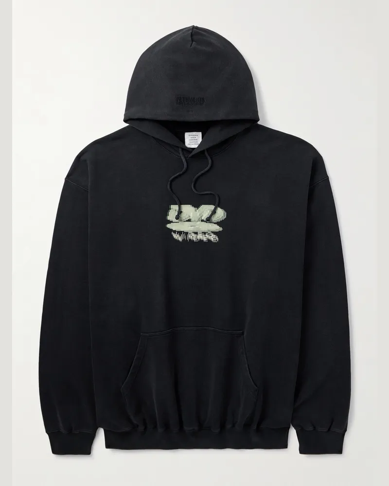 VETEMENTS DVD Oversized-Hoodie aus Baumwoll-Jersey mit Print Schwarz