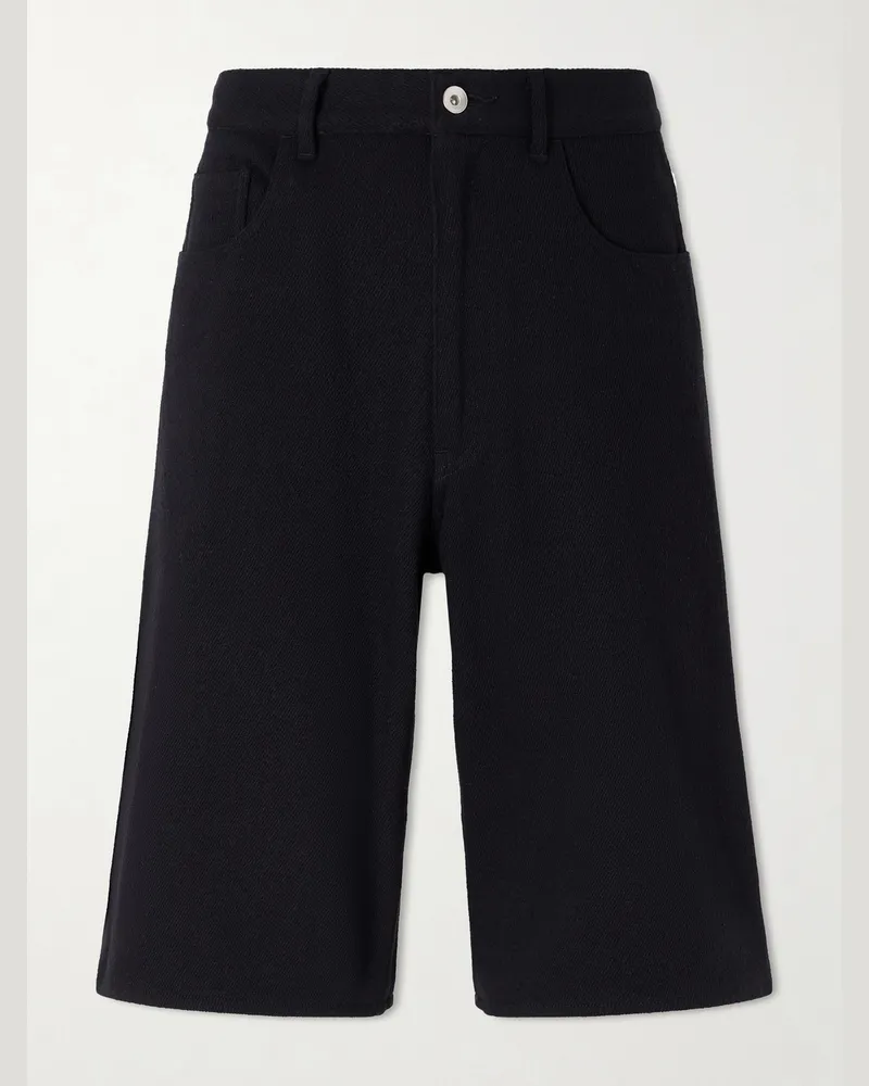 AURALEE Wide-Leg Silk Shorts Black