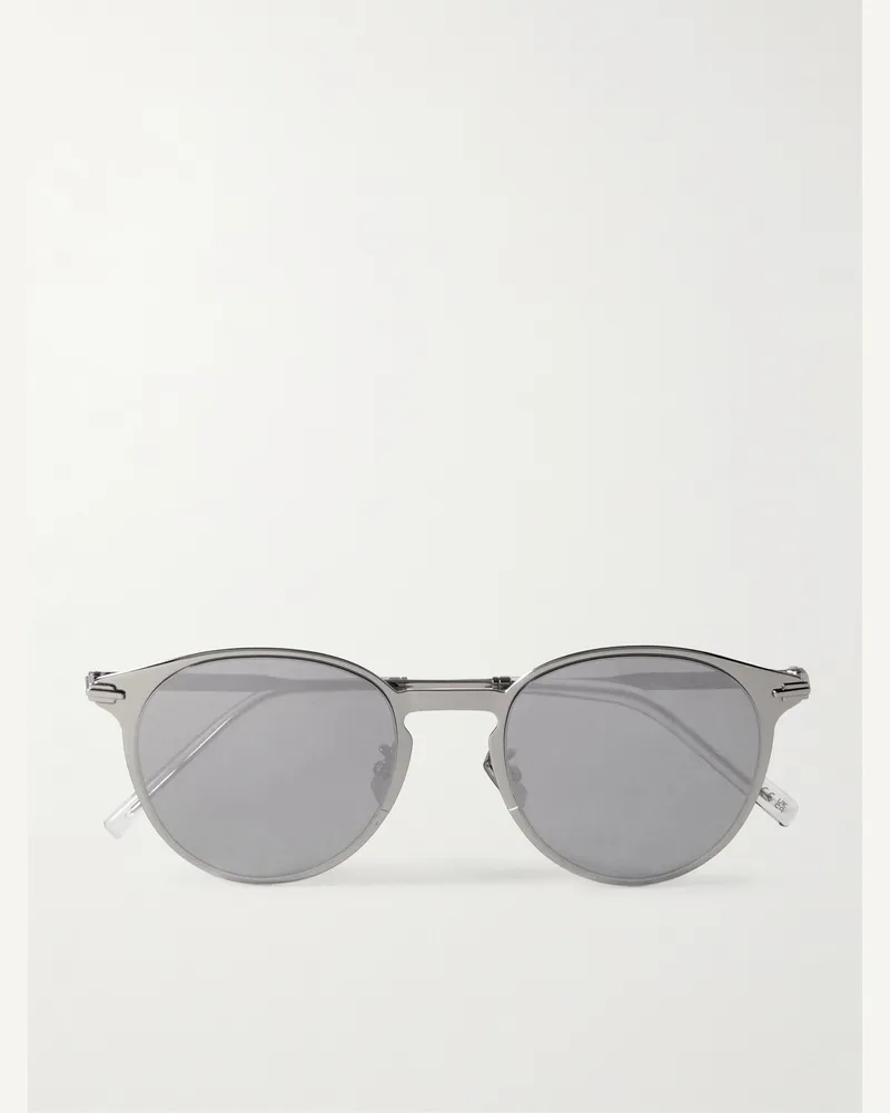 Dior DiorBlackSuit R8U silberfarbene Sonnenbrille mit rundem Rahmen und verspiegelten Gläsern Silber