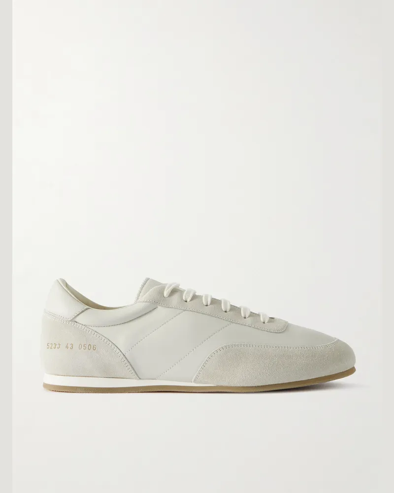 Common Projects Minimal Runner Sneakers aus Leder mit Velourslederbesatz Weiß