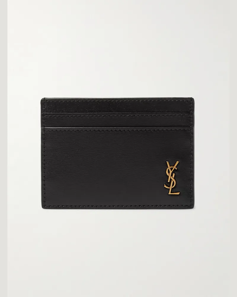 Saint Laurent Logo-Appliquéd Leather Cardholder Black