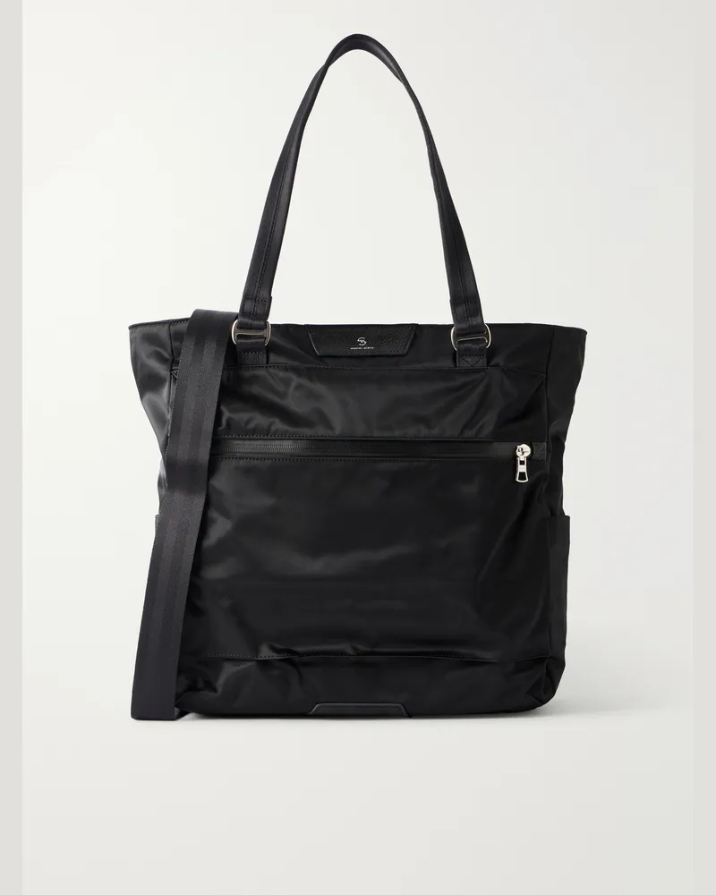 MASTER PIECE Progress 2WAY Leather-Trimmed Twill Tote Bag Black
