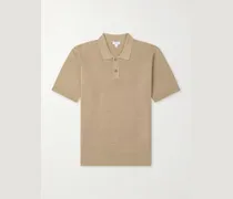 Honeycomb-Knit Linen and Silk-Blend Polo Shirt