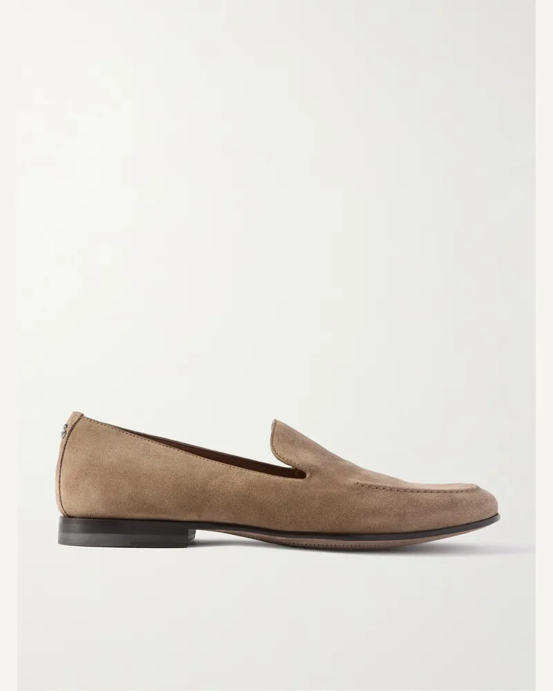 Dolce & Gabbana Loafers aus Veloursleder mit Logoverzierung Braun