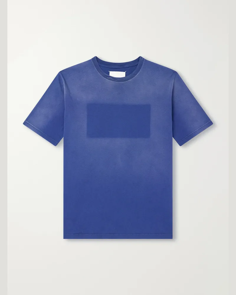 Maison Margiela Printed Cotton-Jersey T-Shirt Blue