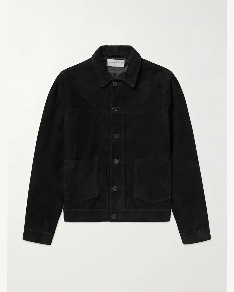 Officine Generale Leo Jacke aus Veloursleder Schwarz