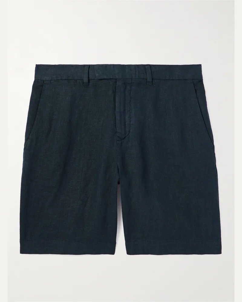 MR P. Gerade geschnittene Bermudashorts aus Leinen Blau