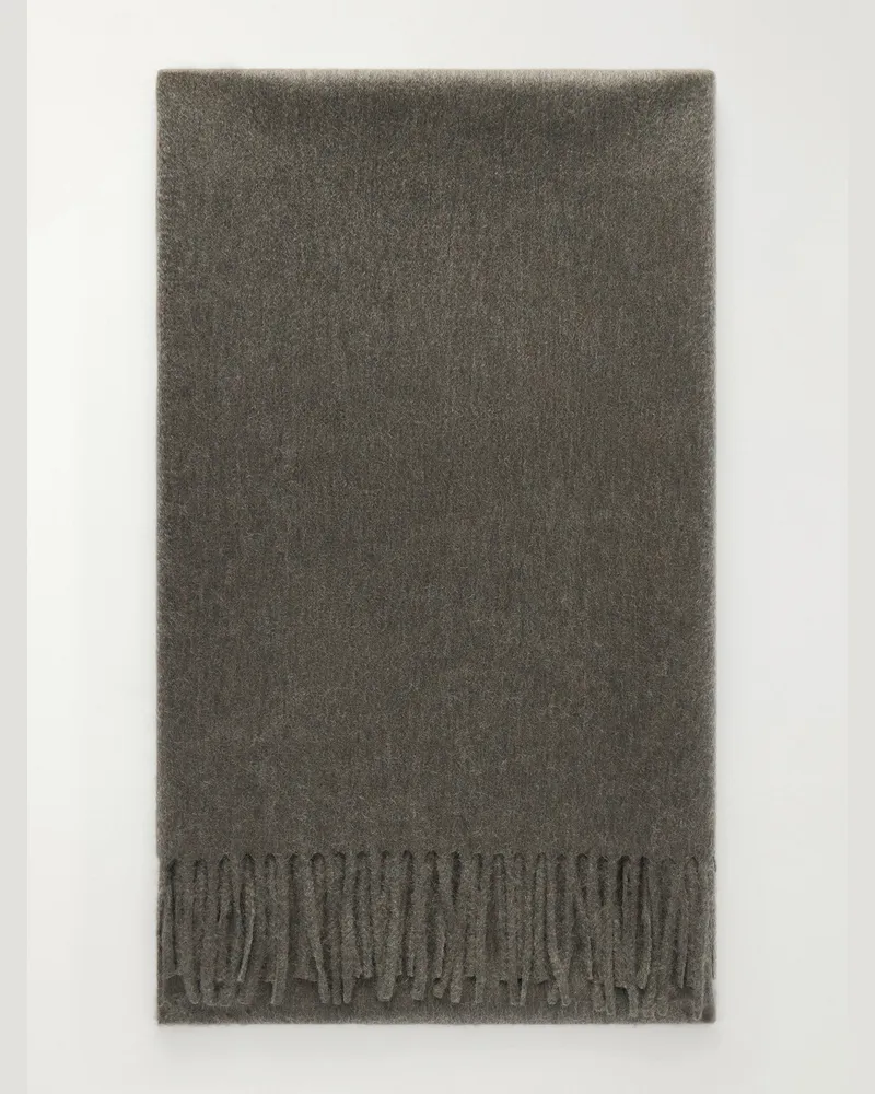 Begg & Co Arran Solid Fringed Brushed-Cashmere Scarf Green