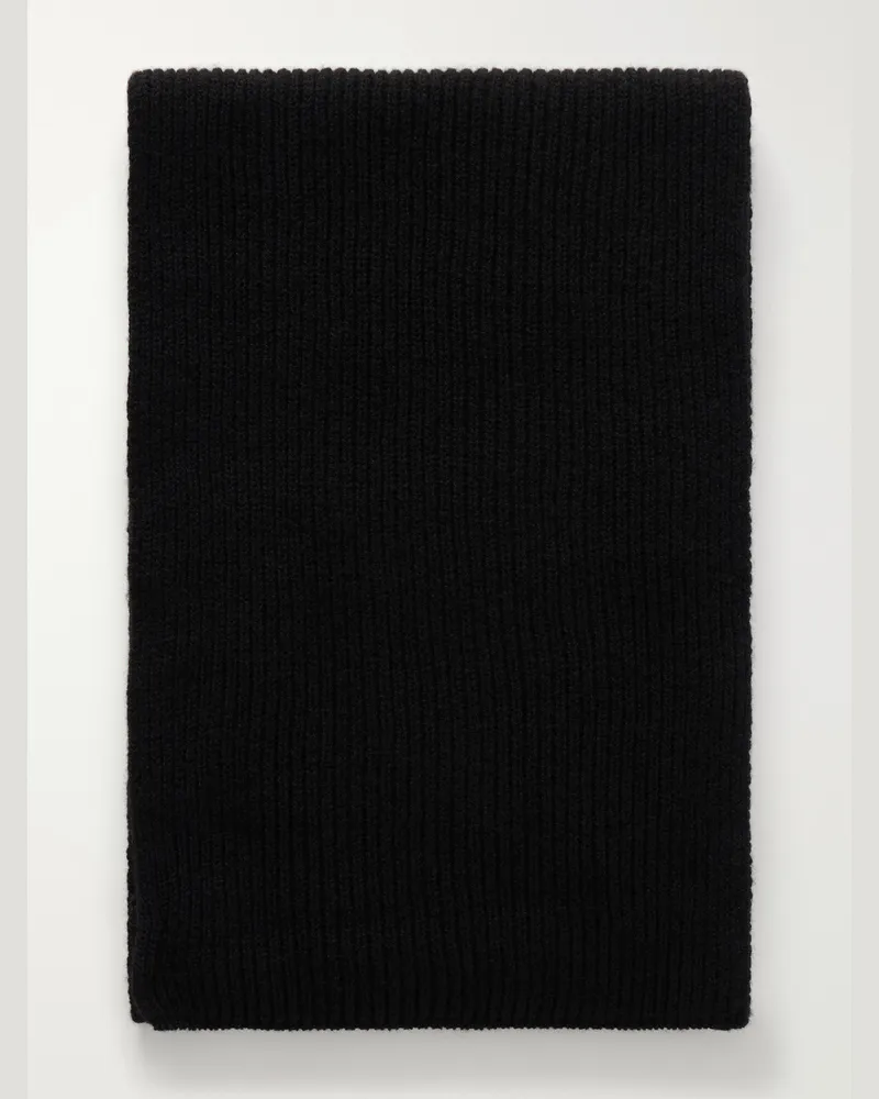 Johnstons of Elgin Ribbed Cashmere Scarf Black