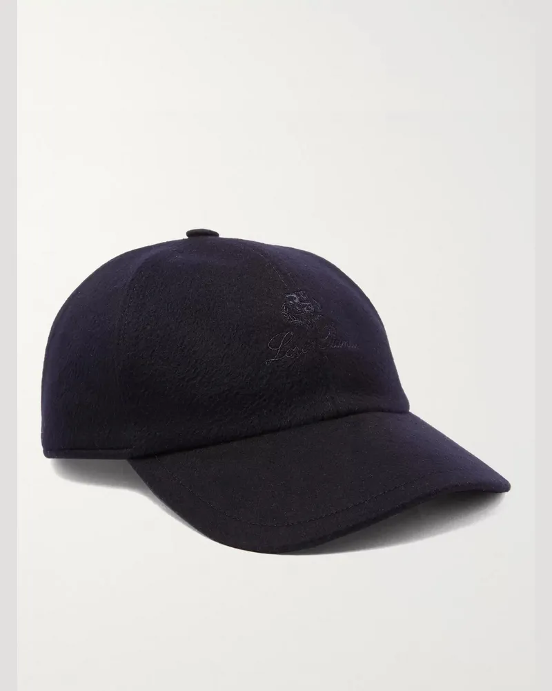 Loro Piana Logo-Embroidered Storm System Baby Cashmere Baseball Cap Blue