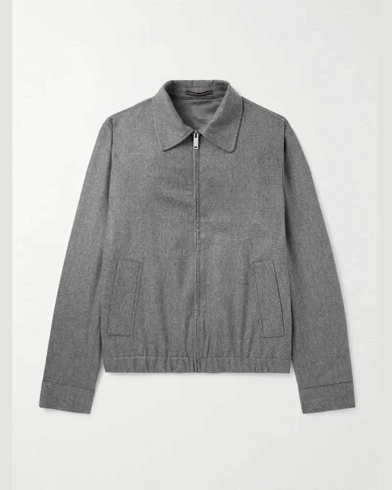 Incotex Bomberjacke aus gebürstetem Flanell aus einer Wollmischung Grau