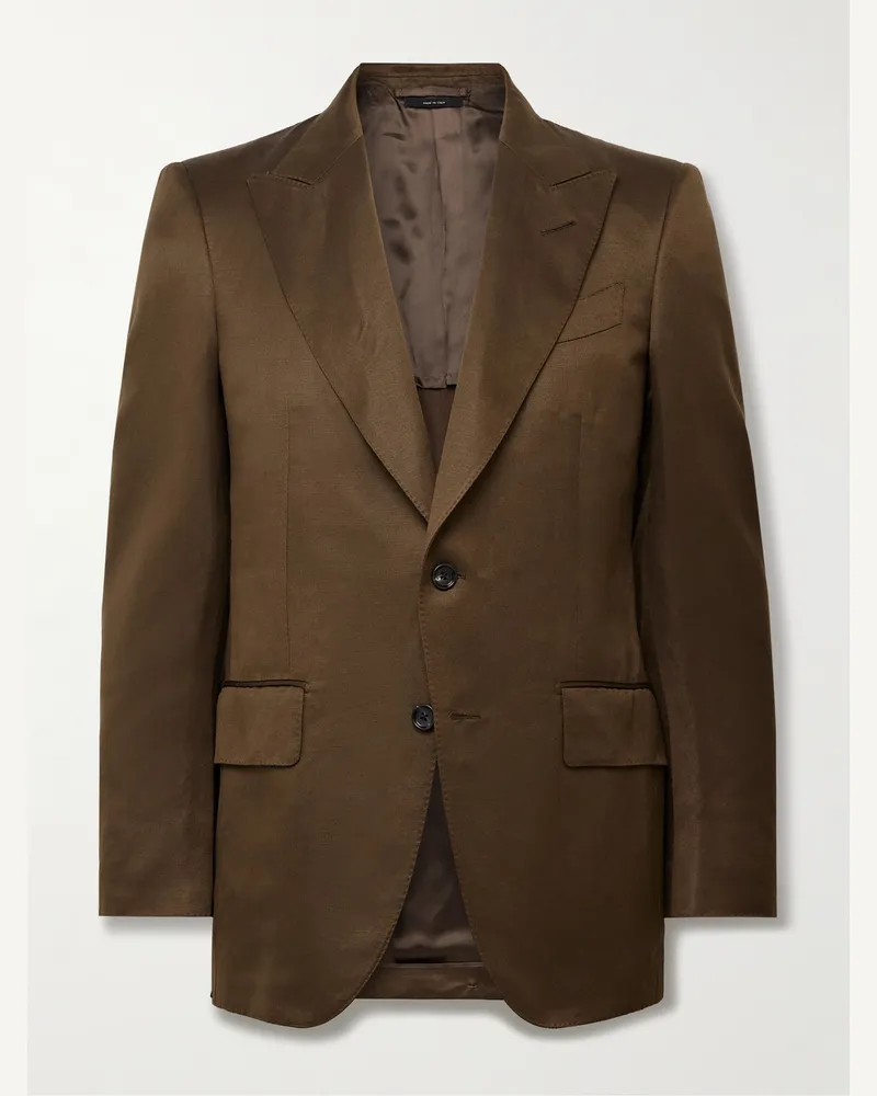Tom Ford Dyllan Sakko aus Twill aus einer Seidenmischung Braun