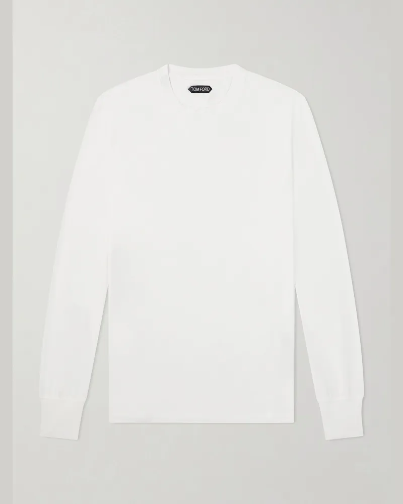 Tom Ford Lyocell and Cotton-Blend Jersey T-Shirt White