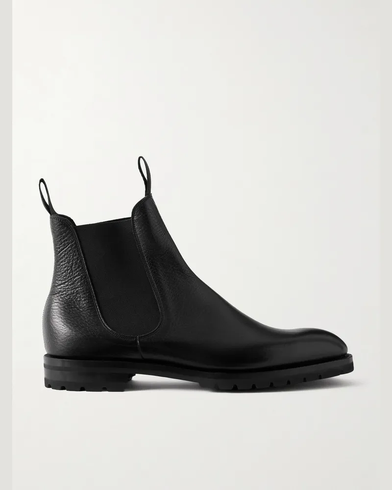 Edward Green Newmarket Chelsea Boots aus genarbtem Leder Schwarz