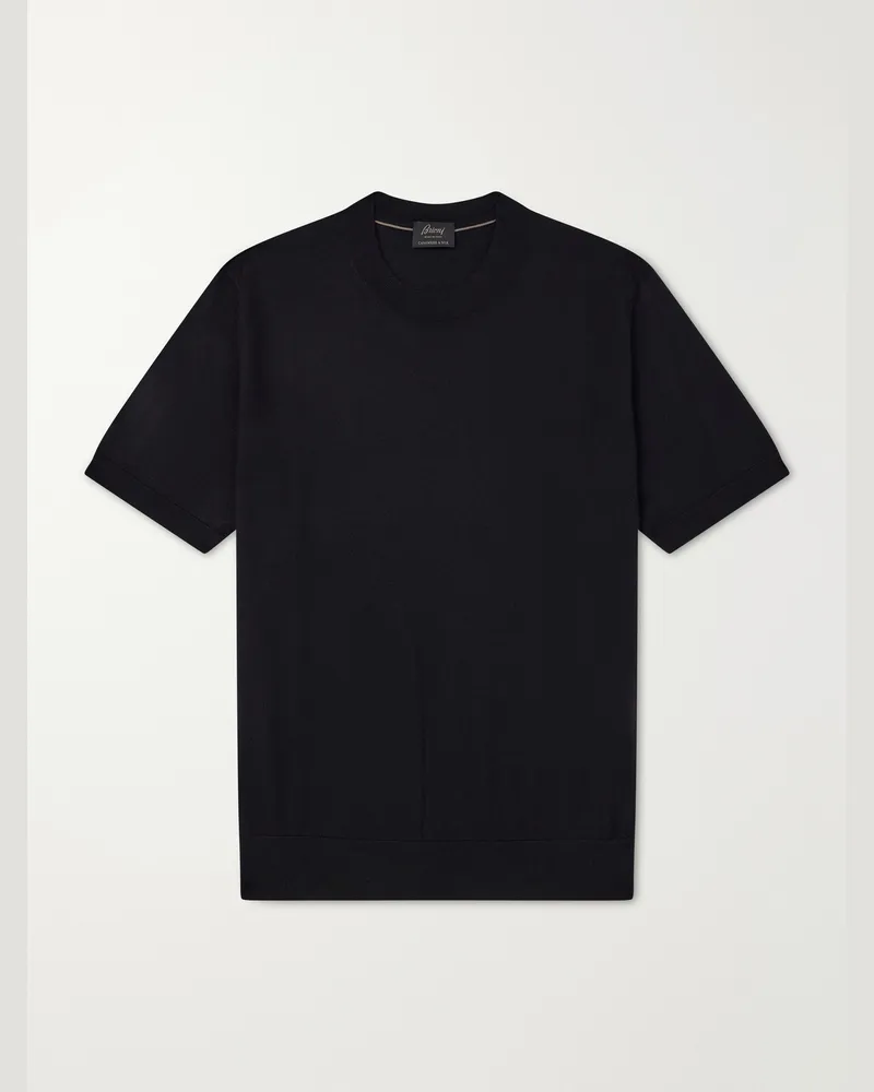 Brioni Cashmere and Silk-Blend T-Shirt Black