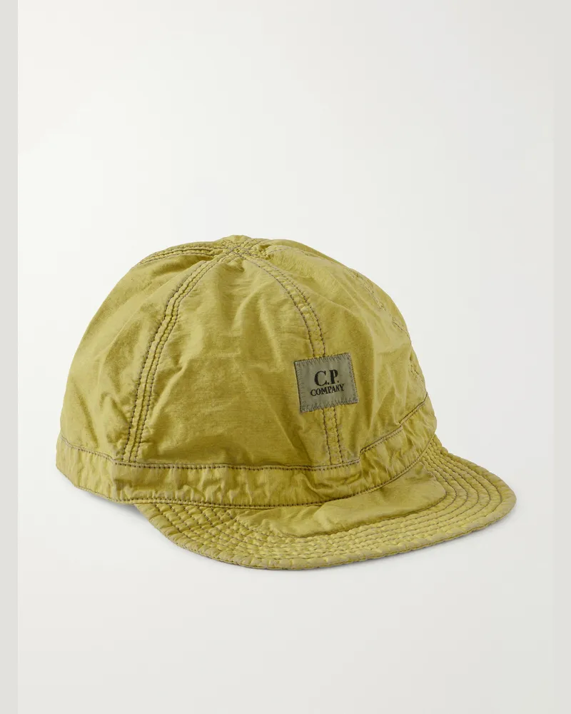 C.P. Company 50 Fili Logo-Appliquéd Waxed Cotton-Blend Cap Green