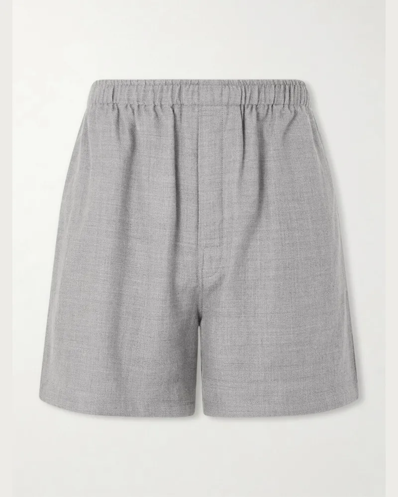The Elder Statesman Cashmina Straight-Leg Wool and Cashmere-Blend Shorts Gray