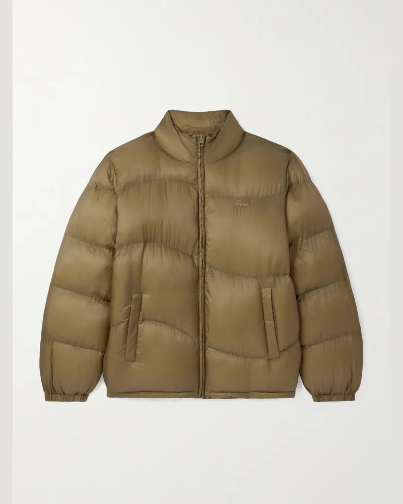 Dime Steppjacke aus wattiertem Nylon-Ripstop mit Logostickerei Grün