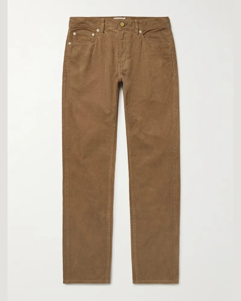 Sid Mashburn Schmal und gerade geschnittene Hose aus Baumwollcord in Stückfärbung Braun