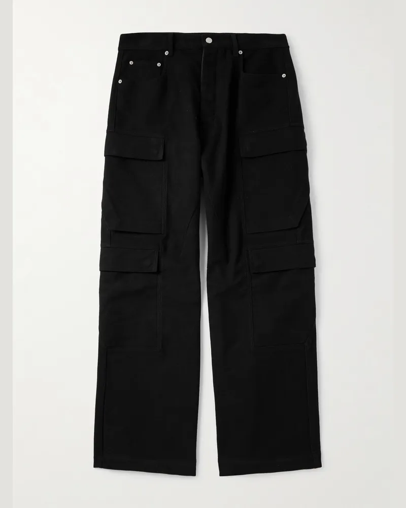 Rick Owens Gerade geschnittene Cargohose aus Baumwoll-Twill Schwarz