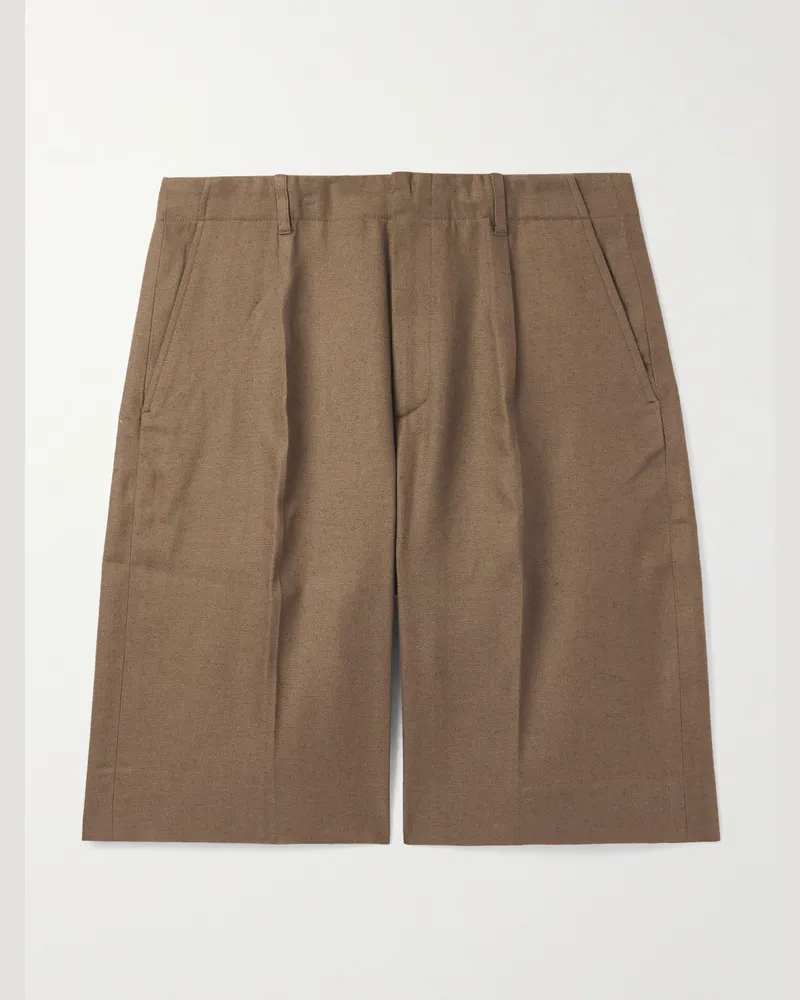 Our Legacy Borrowed gerade geschnittene Shorts aus Baumwolle mit Falten Braun