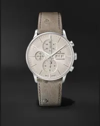 Junghans Meister Chronoscope 40,7 mm Uhr aus Edelstahl mit Lederarmband, Ref.-Nr.: 27/4223.03 Weiß