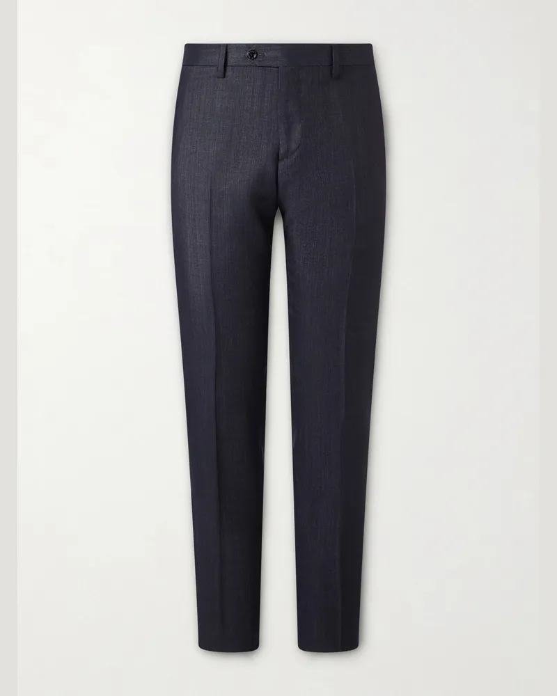 LARDINI Tapered Woven Suit Trousers Black